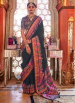 Silk Black Traditional Wear Printed Saree